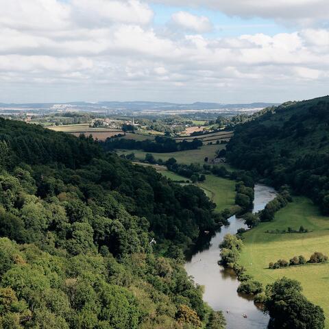 Canoeing the river wye view of wye valley