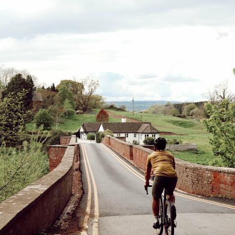 Cycling over Bredwardine bridge