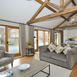 Cosy kitchen, dining and living area in Sweetheart Barn