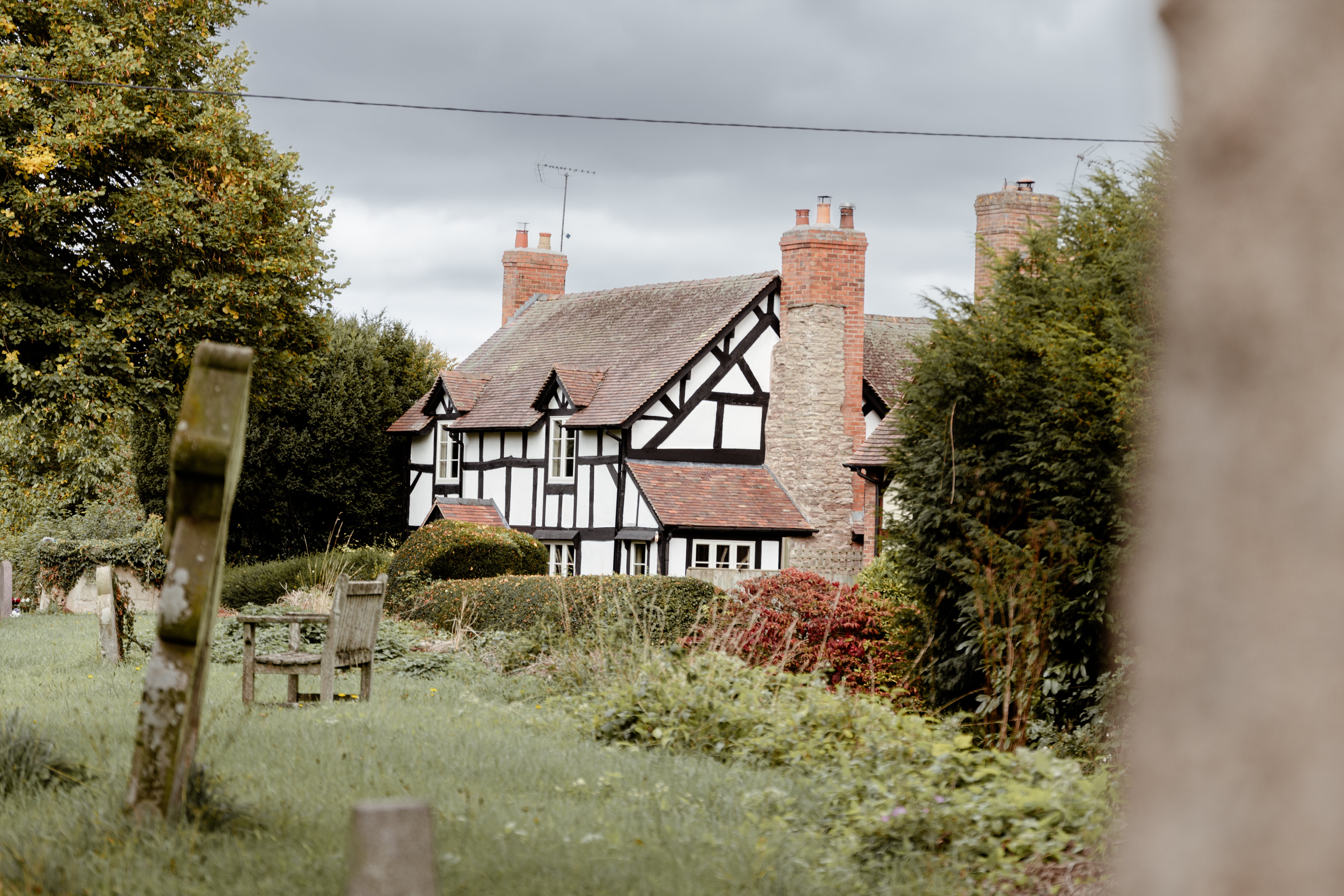 quaint black and white cottage