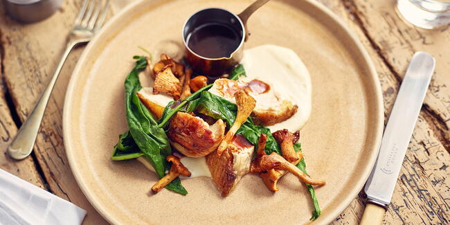 Plate of wild mushrooms