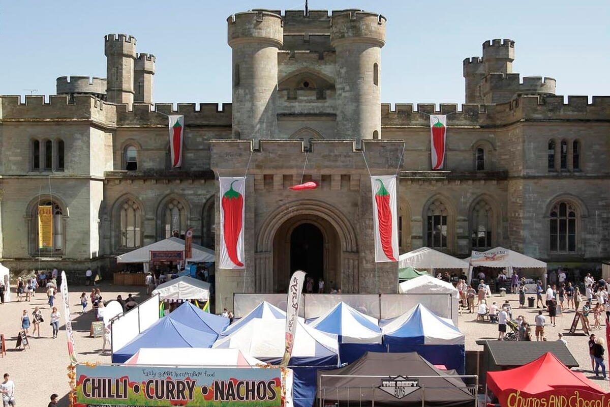 Gazebos and large chilli banners at Eastnor Castle