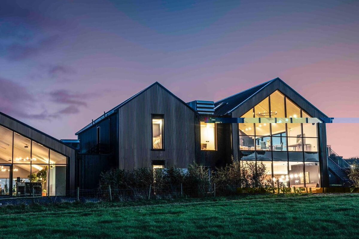 Exterior of Crumplebury at night