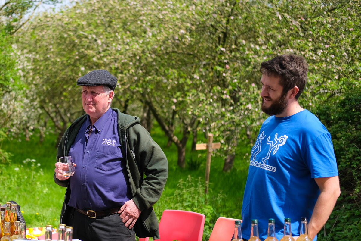 Cider tasting in orchard