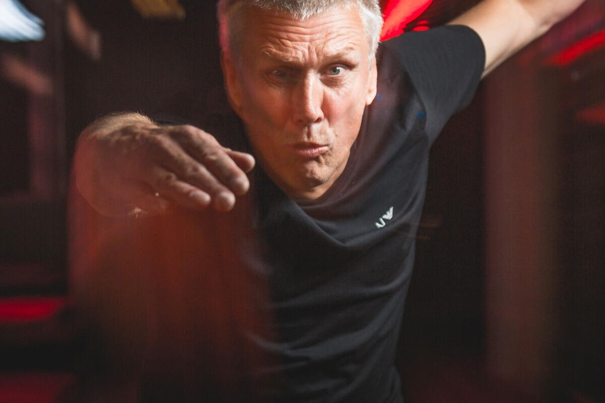 man dancing towards camera