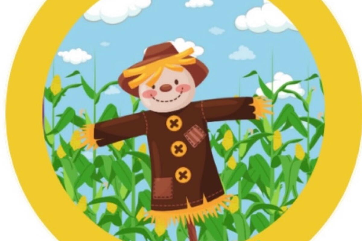 illustration of a scarecrow in a corn field