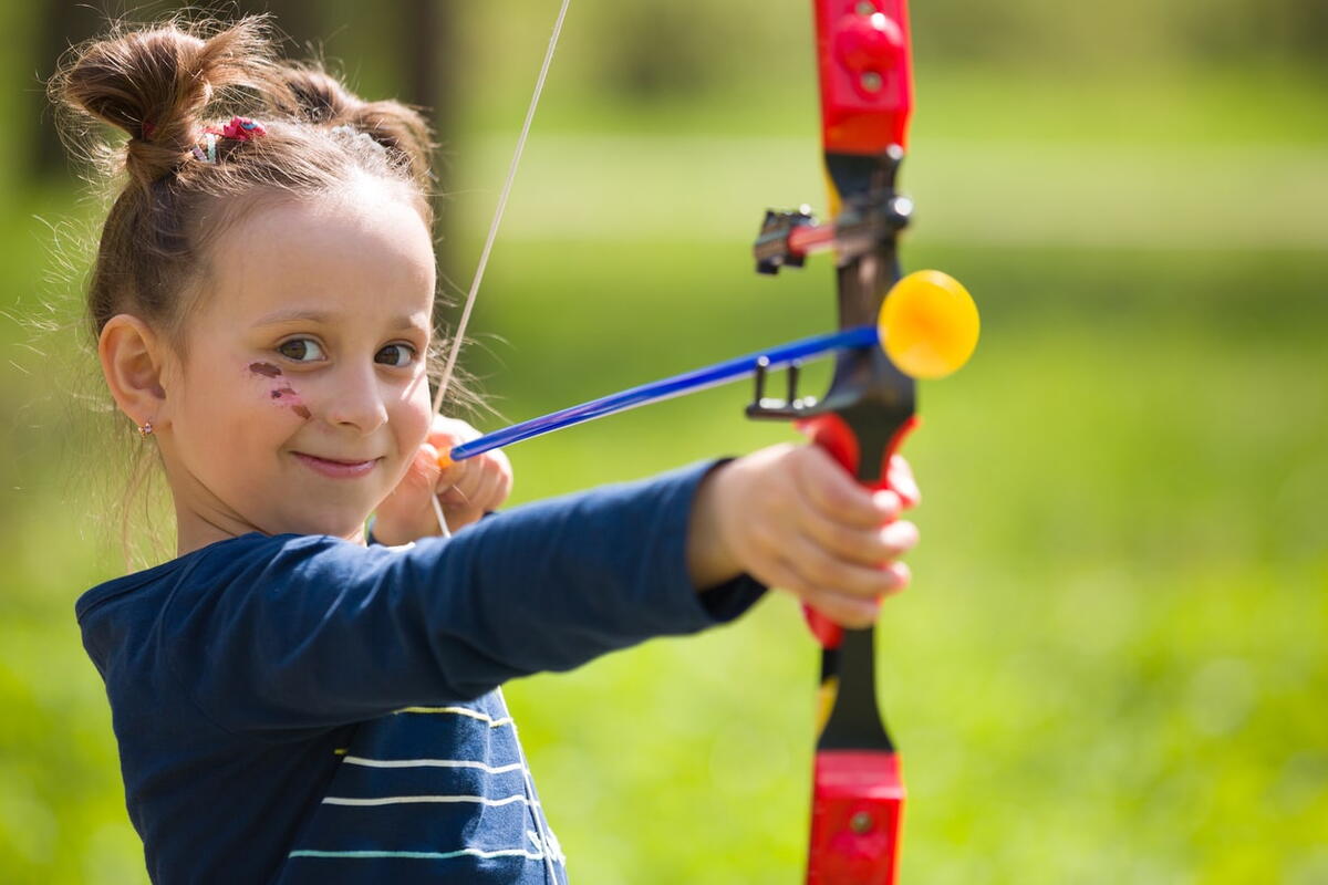 Young people having a go at archery