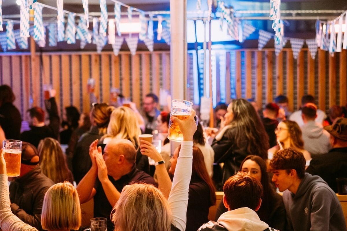 Group of people dressed for Oktoberfest