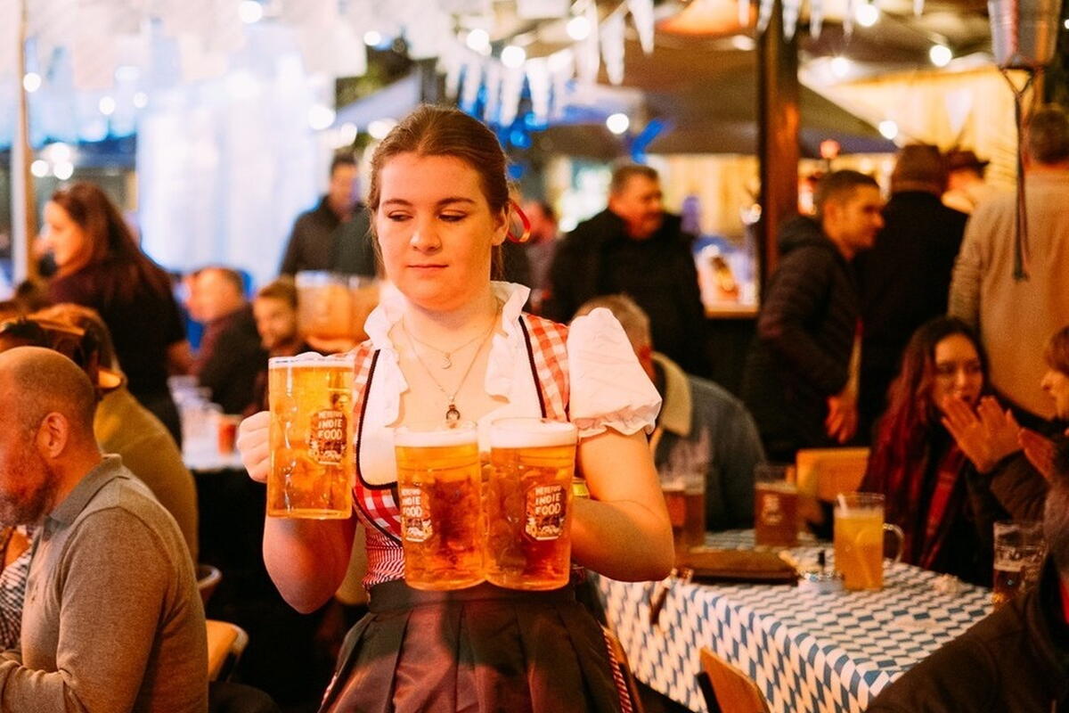 Group of people dressed for Oktoberfest