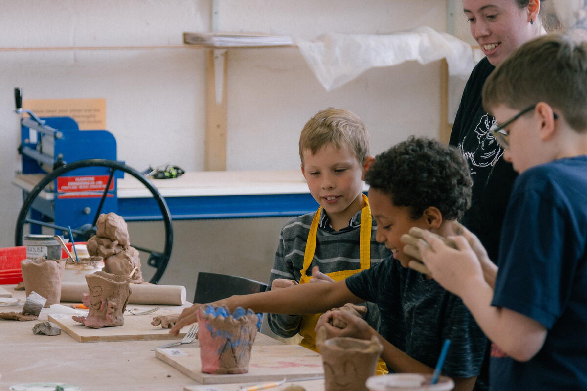 young people modelling clay 