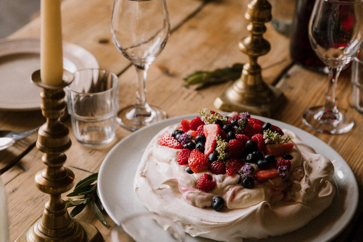 a summer pavlova on a plate