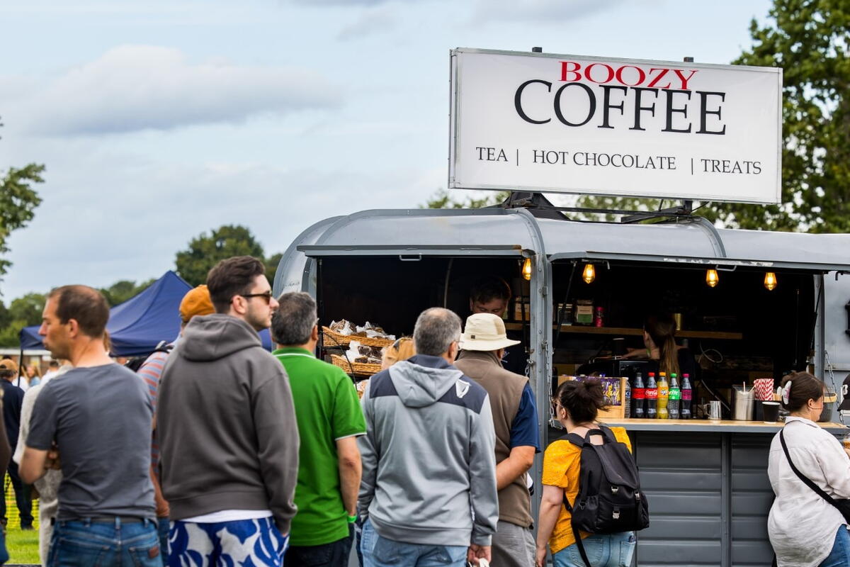 people queueing for Boozy Coffee van