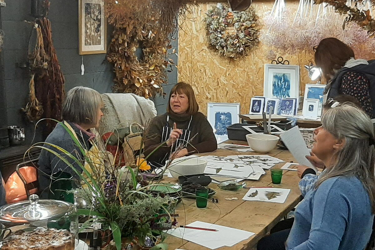 Cyanotype Workshops - people attending a workshop