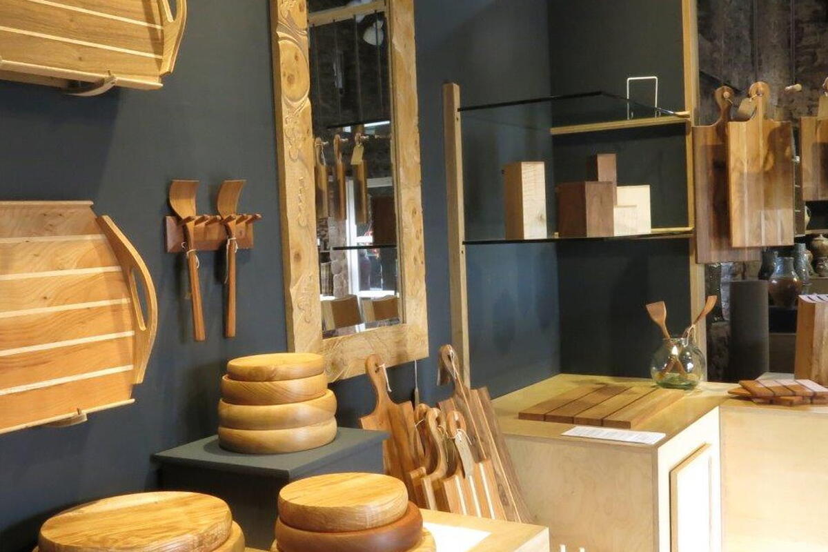 Carved wood kitchen utensils and accessories