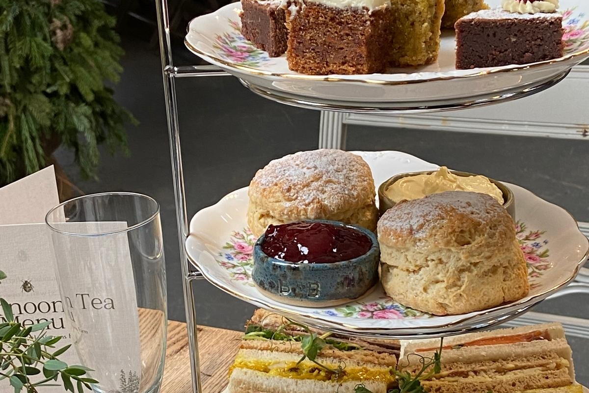 Close up of Mother's Day Afternoon Tea at Little Verzons Farm