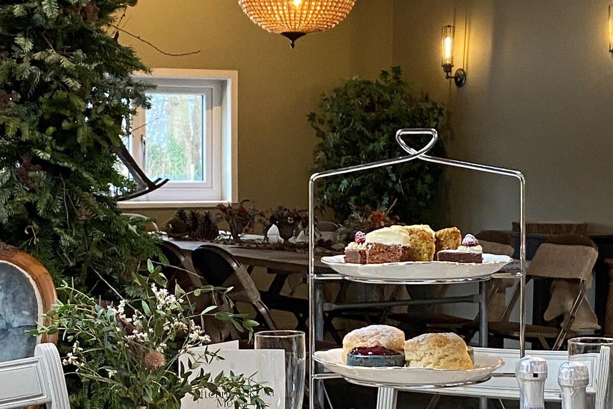 Room set up for Mother's Day Afternoon Tea at Little Verzons Farm