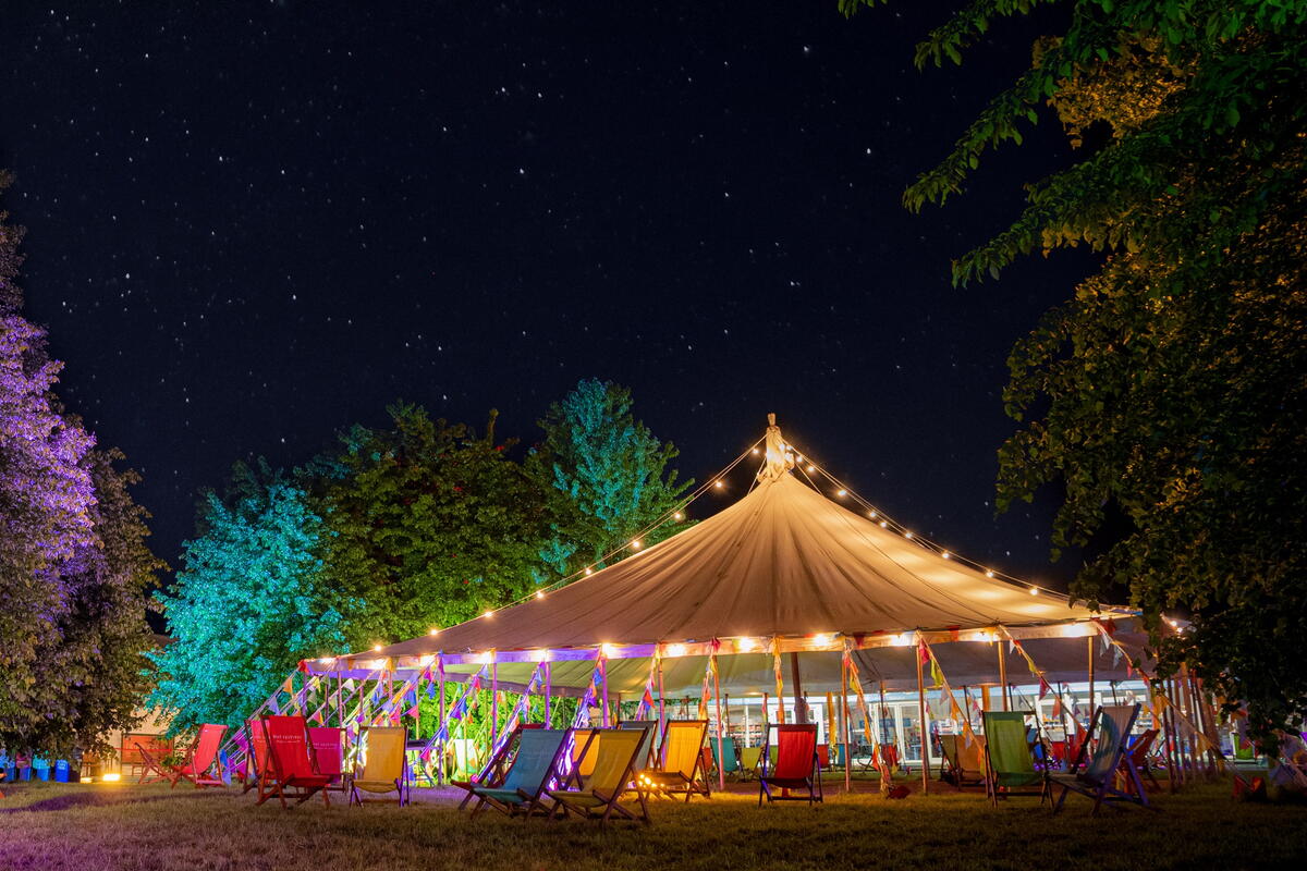 Hay Festival at night