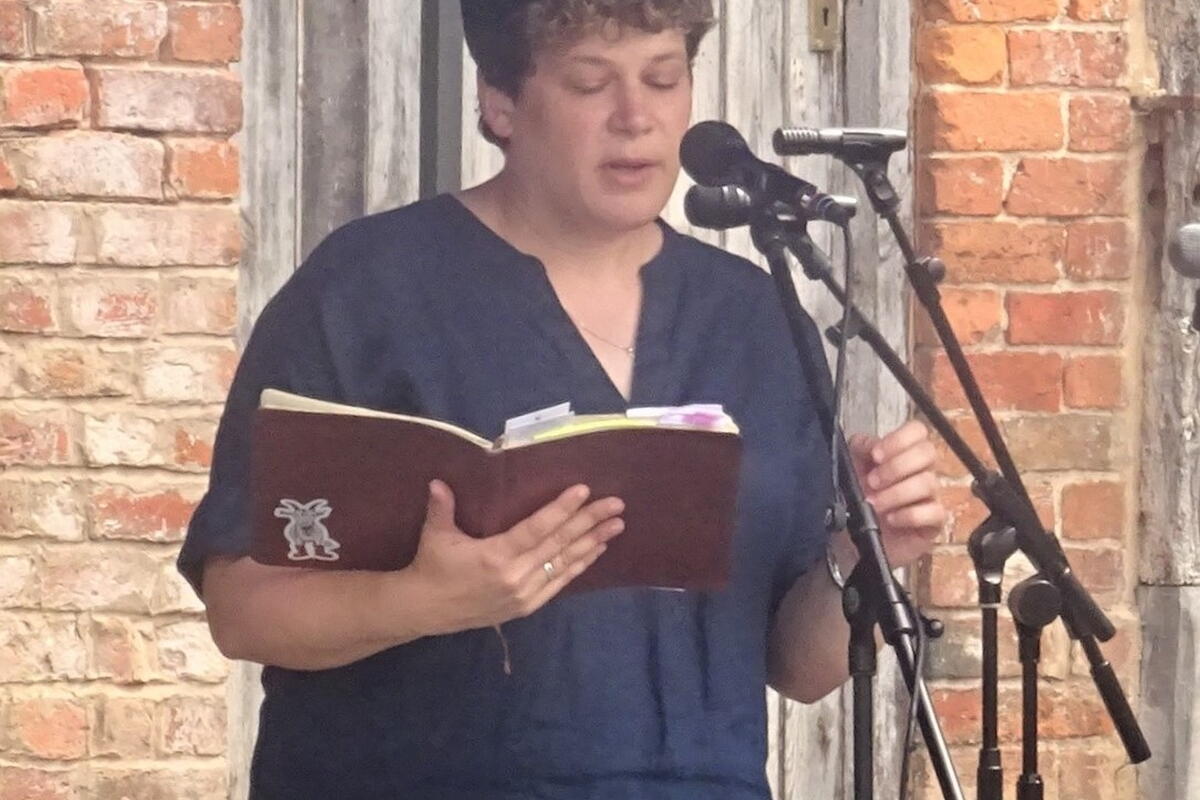 Person reading poetry