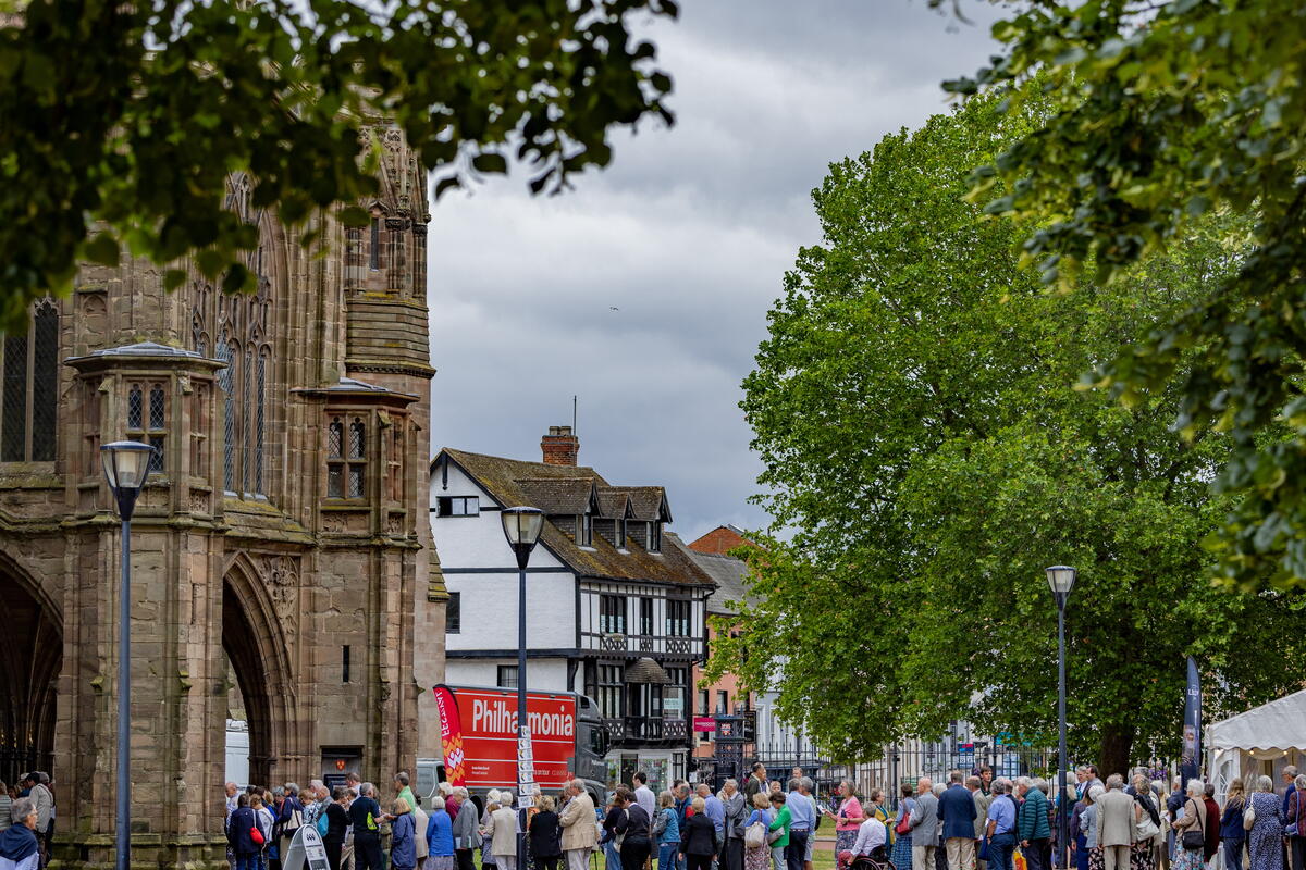 People outside Hereford Cathedral