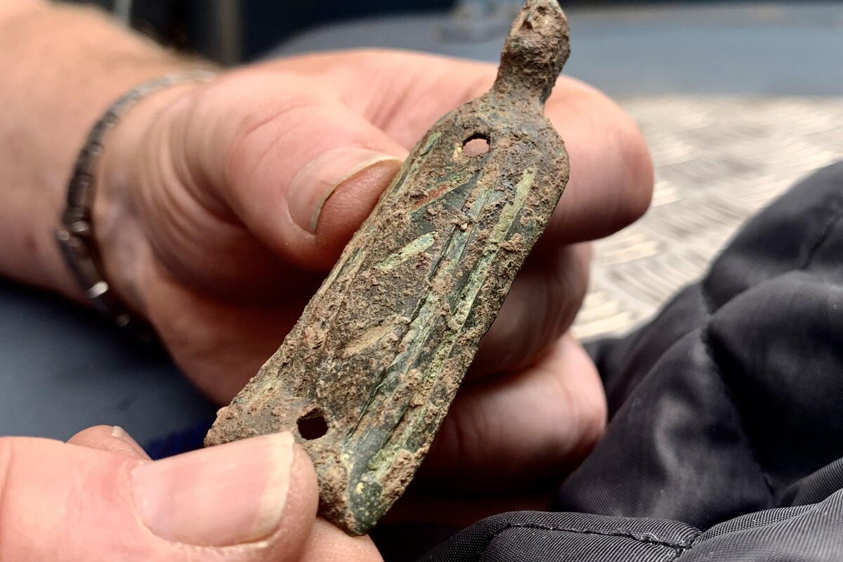 alloy effigy of a saint or knight found 2023