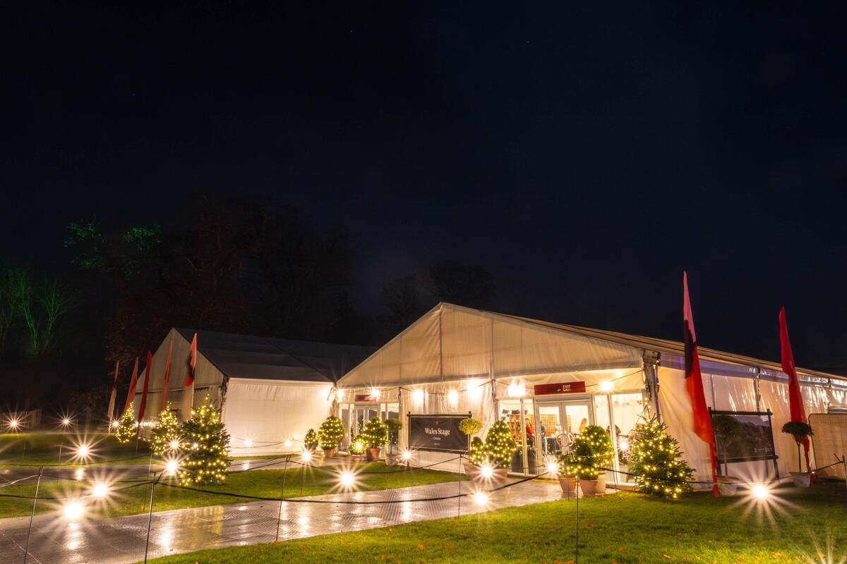 Hay Festival Winter Weekend 2025 - Marquees at night