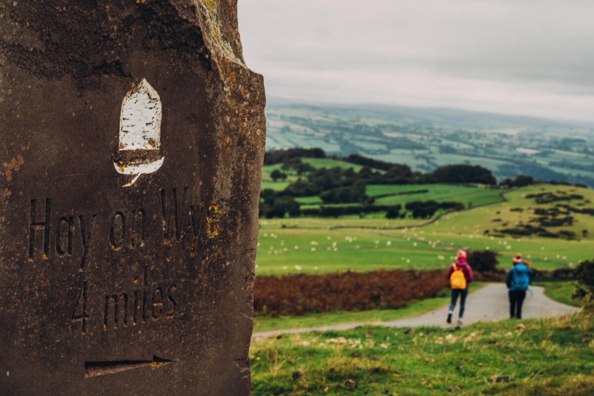 Offas Dyke sign on stone