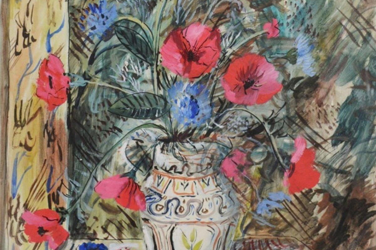 Rowland Suddaby Poppies and Cornflowers on a Tablele