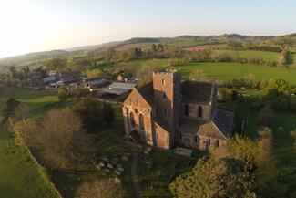 Scenic aerial view of Dore Abbey