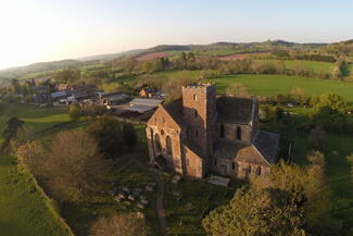 Scenic aerial view of Dore Abbey