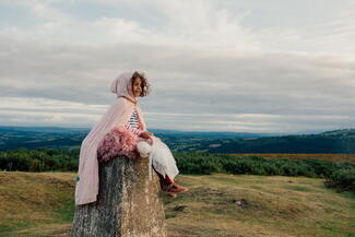 Garway Hill girl in cape with teddy