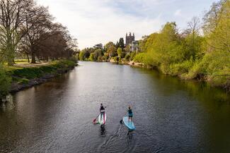 Stand up paddleboarding on the river wye