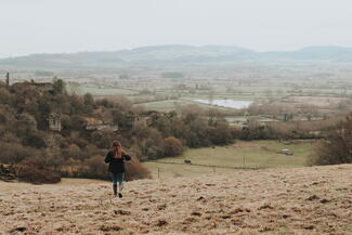 Wigmore Hills and castle ruins in background