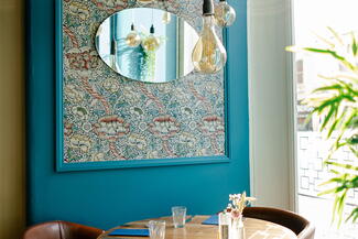 table and chairs inside restaurant
