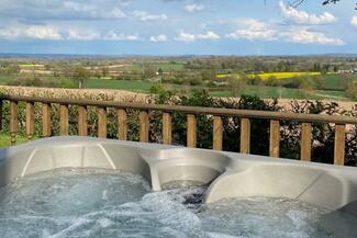 View over landscape from hot tub