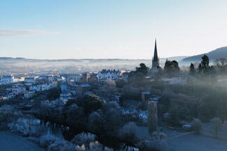 ross on wye in the winter mist