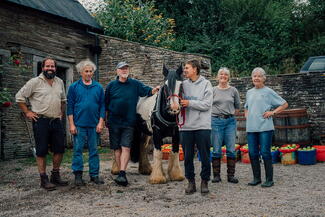 the Fair Oak Cider team pose with workhorse Sam