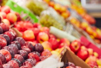 Fresh fruit counter at Oakchurch farm shop