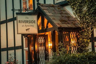 The Riverside pub at twilight