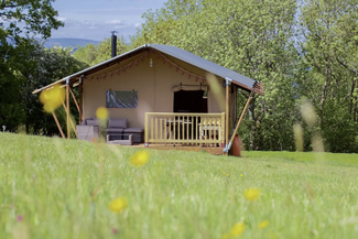 Safari tent in field at Drovers Rest