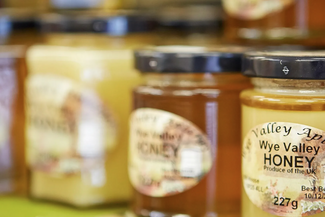 Honey on a shelf in a village shop