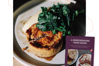 Pie meal and front cover of safari guide