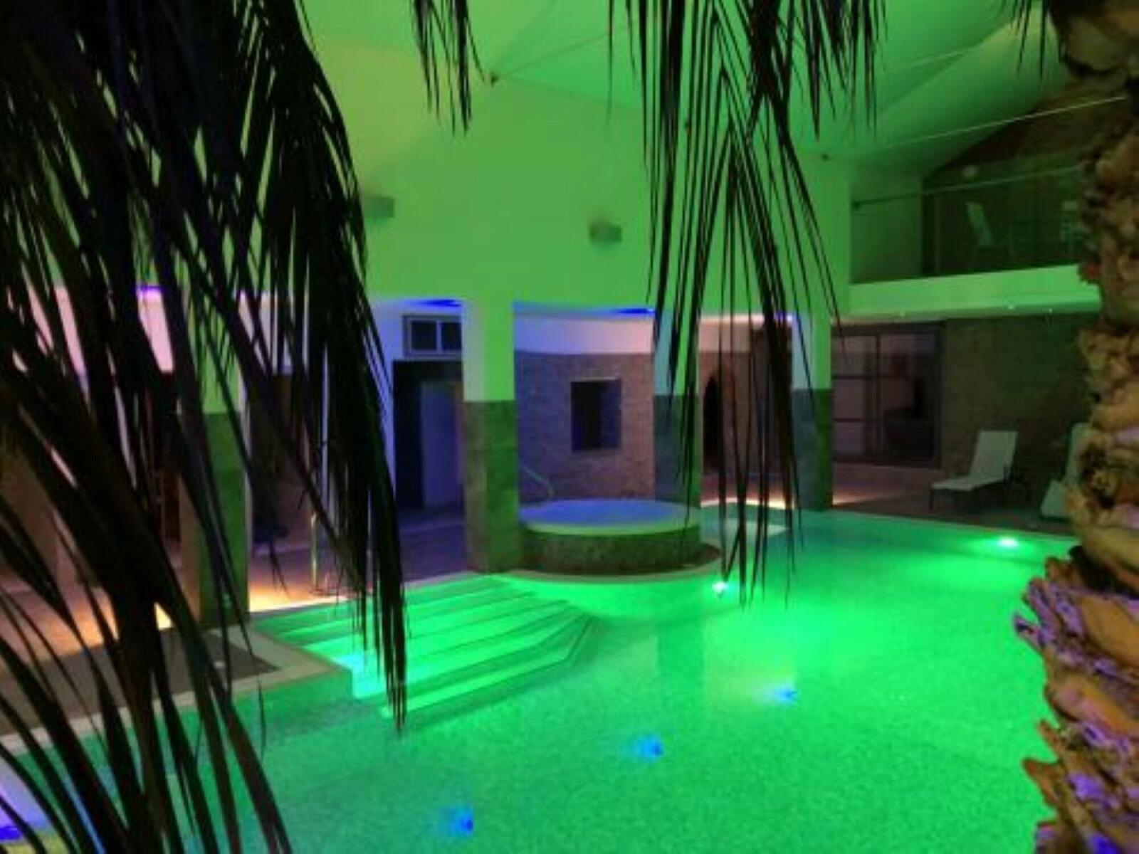 Palm fringed swimming pool and Jacuzzi