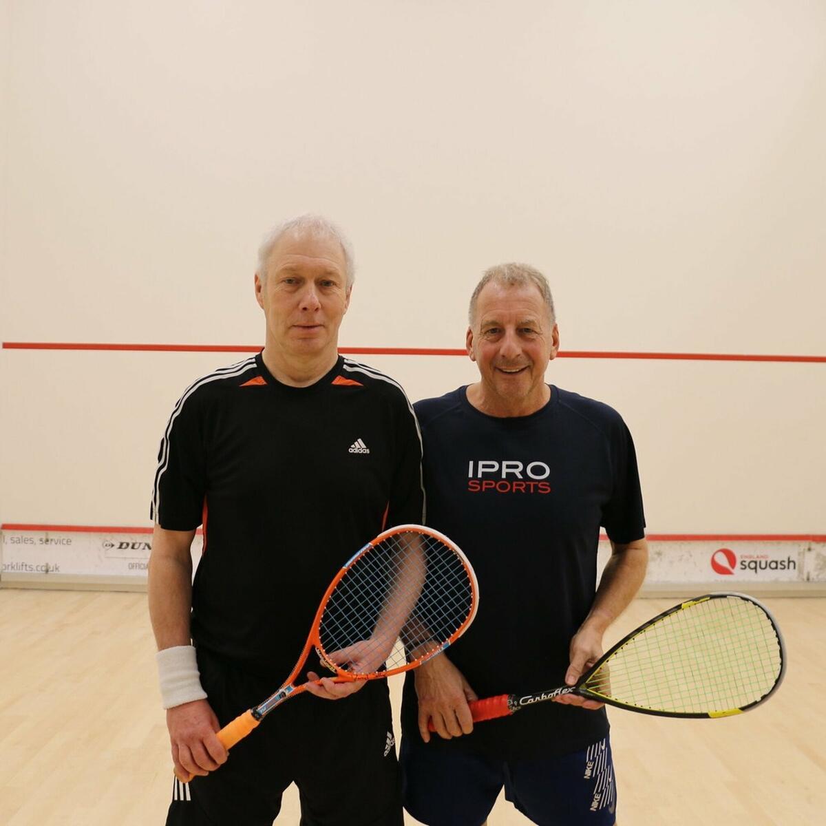 Tom Burton (left) British National O65 Squash r-up 2024