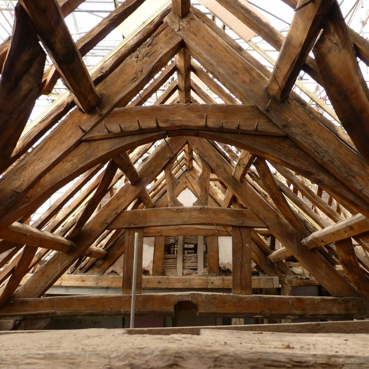 Exposed roof timbers