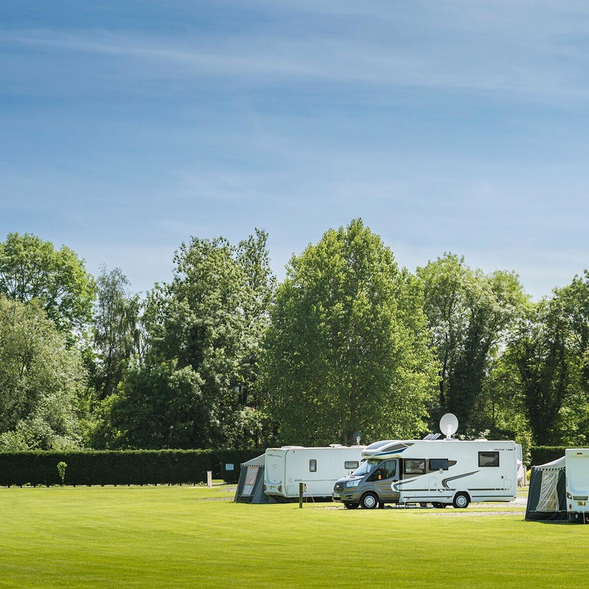 Spacious premier touring pitches and level touring area