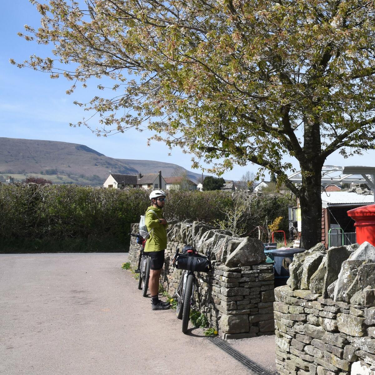 Cyclists stopping off for coffee prior to Hay on Wye