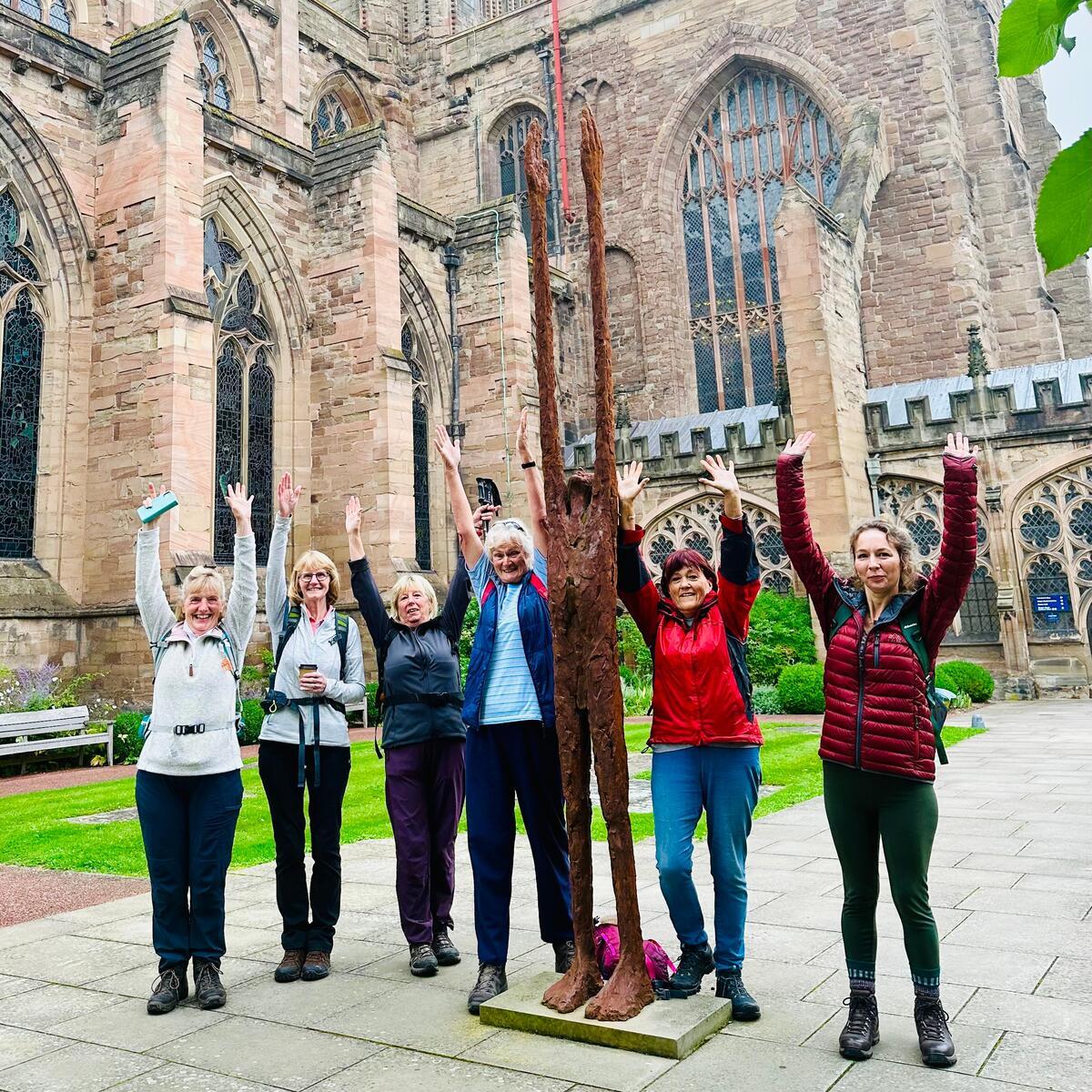Hereford Cathedral outdoor shot with walkers