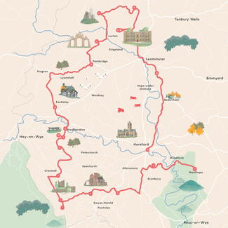 Illustrated map Watkins Way driving route