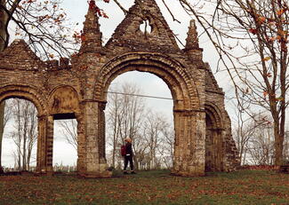 View of the stone ruins Shobdon Arches