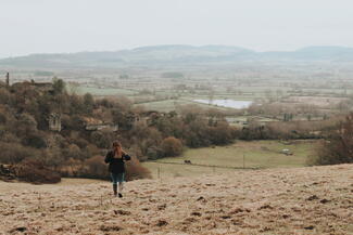 Wigmore Hills and castle ruins in background